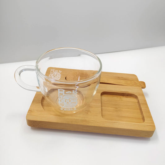 Set taza cristal con base de bambú Tudela Gráfica Brocos